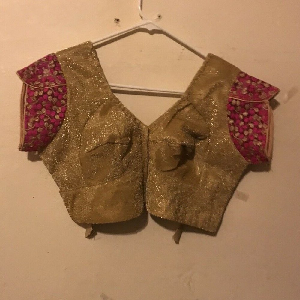 Indian saree blouse - pink and golden color